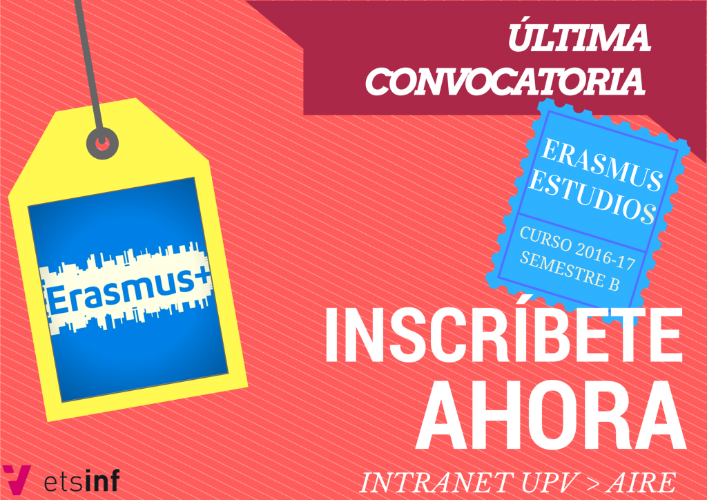 Cartel ÚLTIMA convocatoria Erasmus estudios